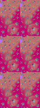 Güzel kumaş deseni. Küçük çiçekteki sevimli çiçek deseni. Güzel karalamalı çiçek desenli çizim. Raster illüstrasyonu.