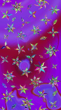 Eskiz klasiği. Raster Şirin kumaş deseni. Düz Çiçek Elementleri Tasarımı. Renkli Bahar Teması çizim şablonu.