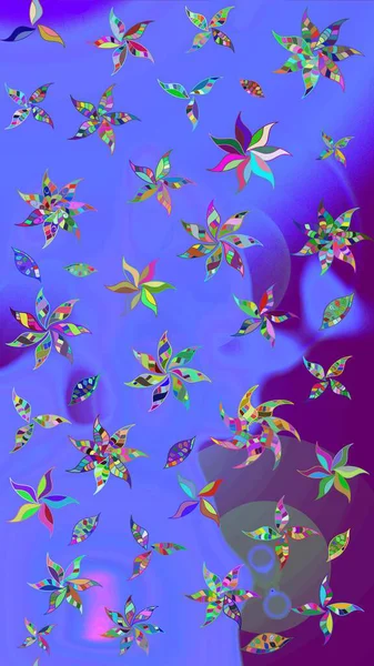 El çizimi. Mor ve mavi renkte çiçekler. Çiçekli eskiz deseni. Suluboya çizimi.