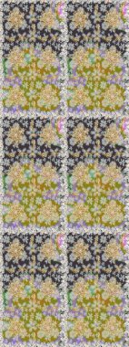 Damask altın soyut çiçek gri ve nötr renklerde pürüzsüz desen. Süslü dekorasyon. Raster illüstrasyonu.