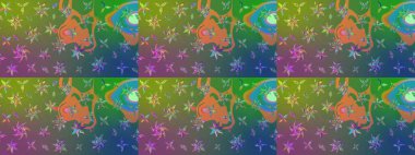 Çiçekler suluboya eskiz deseni. Raster Stili kumaş deseni.