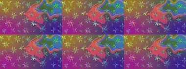 Mor ve mavi renkte çiçekler. Çiçekli karalama şeklinde Raster çiçek deseni. Nazik, sevimli çiçek arkaplanı..