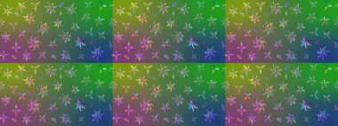 Yeşil ve mavi renkte çiçekler. Yumuşak, yaz çiçekli arka plan. Raster çiçek desenli ve çiçekli..