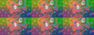 Çiçekli çiçek deseni, suluboya. Süslü kumaş deseni. Raster deseni.