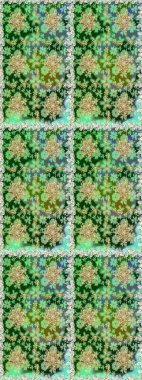 Raster geometrik arka plan. Senin tasarımın için, duvar kağıdı. Altın rengi, kusursuz çizim. Yeşil ve nötr renklerde altın desenli altın çiçekli elementler.