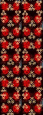 Suluboya çiçekli çiçek deseni. Raster illüstrasyonu. Siyah ve kırmızı renklerde Asya tekstili.