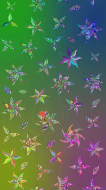 Raster illüstrasyonu. Çizim çiçek deseni duvar kâğıdı olarak kullanılabilir. Yeşil ve mavi renkte çiçekler.