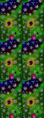 Çiçeksel çizim kalıbının yansıması. Vadinin çiçekleri yeşil ve siyah renklerde.