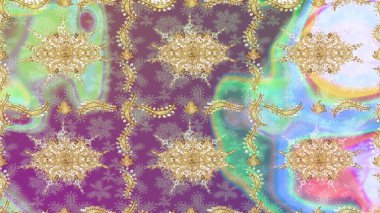 Çiçek süsü kumaş deseni, cam, çiçek desenli altın elementli, nötr renklerde metal. Klasik Raster altın eskiz modeli..