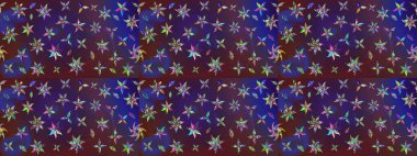 Raster illüstrasyonu. Yumuşak, bahar çiçekleri mor ve mor renklerde. Çiçek ve yapraklı karalama şeklinde Raster çiçek deseni.