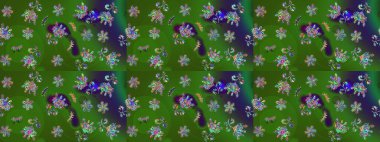 Yeşil ve mor ikon silueti. Kar tanesi kışı yeşil ve mor renklerde yalıtılmış. Kutlamanın sembolü. Raster illüstrasyonu. Yeni yıl tabelası. Noel tasarımı için.