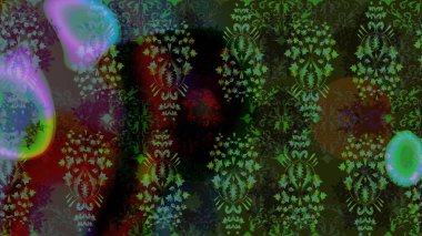 Raster. Gri renkli güzel çiçekli çizim deseni, suluboya çiçek deseni, duvar kağıdı, kart veya kumaş için fayanslı..