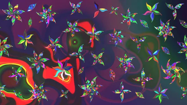 Düz Çiçek Elementleri Tasarımı. Renkli Bahar Teması eskiz kalıbı. Parlak arkaplan eskiz desenli çiçekli fantezi tasarımı.