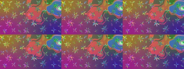 El çizimi çiçekli soyut çizim kalıbı. Mor ve mor renkli çiçekler. Raster illüstrasyonu.