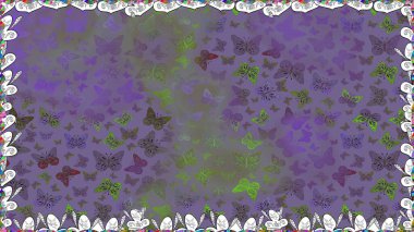 Geleneksel Raster dekoru elbise tasarımı için menekşe arka planda. Sevimli moda kelebekler.