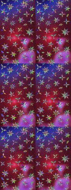 El çizimi. Raster illüstrasyonu. Çiçekli, yapraklı, çiçek desenli çizim..