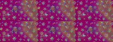 Renkli Bahar Teması eskiz kalıbı. Mor ve kahverengi renkte zarif çiçekli suluboya. Düz Çiçek Elementleri Tasarımı. Raster illüstrasyonu.