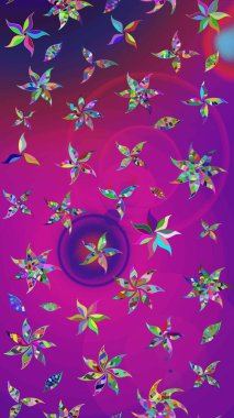 Düz Çiçek Elementleri Tasarımı. Asya tekstil tarzında. Güzel kumaş deseni. Raster illüstrasyonu. Çiçek desenli çizim. Renkli Bahar Teması çizim şablonu.