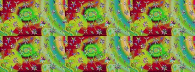 Sevimli çiçek raster deseni. Modaya uygun kumaş deseni. Renkli Yaz Temalı eskiz kalıbı. Düz Çiçek Elementleri Tasarımı.