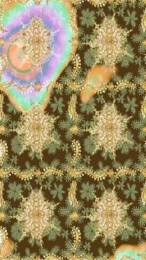 Geleneksel klasik Raster altın eskiz modeli. Kahverengi renklerde altın elementler. Barok tarzında eskiz doğulu süsü..