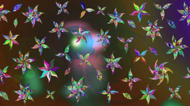 Tekstil, kumaş, kapaklar, duvar kağıtları, baskı, naylon, koleksiyon defteri, örgü, dekupaj için güzel bir eskiz. Millefleur 'lar. Küçük kahverengi ve yeşil renkte güzel bir besin torbası deseni, çiçekler..