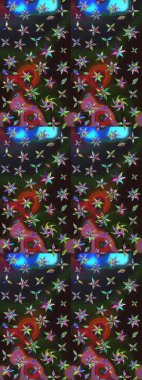 Raster illüstrasyonu. Renkli çiçekler. Çizim çiçek deseni duvar kağıdı için kullanılabilir.