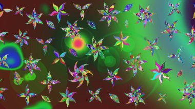 Suluboya çiçekli çiçek deseni. Yeşil ve kahverengi renkli güzel tekstil. Raster illüstrasyonu.