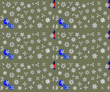 Raster illüstrasyonu. Çiçek desenli çizim. Asya tekstil tarzında. Renkli Bahar Teması eskiz kalıbı. Güzel kumaş deseni. Düz Çiçek Elementleri Tasarımı.