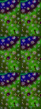 Çiçekli el çizimi çizimi deseni. Modern gelişim yeşil ve mavi raster arka plan duvar kâğıdı illüstrasyon klasik çizgili iz sürme desenli çiçekler, çiçekli süsler.