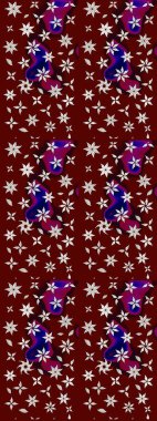 Kırmızı ve kahverengi renkte çiçekler. Hediye ambalaj kağıdı, tebrik kartları, posterler ve pankart tasarımı. Raster düz çiçek çizim deseni.