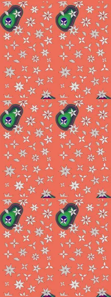 Turuncu ve nötr renklerde parlak çiçekli halı deseni.