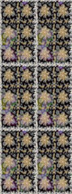 Antika altın tekrarlanabilir duvar kağıdı. Damask arkaplanı tekerrür ediyor. Barok tarzında altın çiçek süsü. Gri renklerdeki altın element.