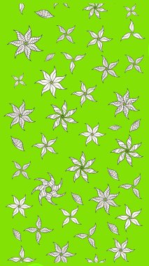 Raster illüstrasyonu. Yeşil renkte karalamalı çiçek deseni çiz.