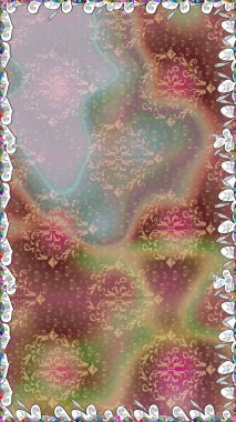 Düz Çiçek Elementleri Tasarımı. Sevimli çiçek raster deseni. Kahverengi renkli çiçekler. Renkli Bahar Teması Kusursuz Arkaplan.