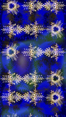 Kar tanesi süsleme deseni. Raster illüstrasyonu. Arkaplanda soyut kar taneleri olan düz tasarım. Kar taneleri deseni. Kar taneleri arkaplanı.