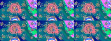 Raster illüstrasyonundaki çiçek desenli çizim. Suluboya tarzında mavi renkte çiçekler.