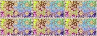 Kusursuz kıvırcık saçlar. Raster altın desen. Doğulu stil, altın elementlerle altın deseni nötr renklerle donatır..