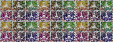 Düz Çiçek Elementleri Tasarımı. Renkli Bahar Temalı Kusursuz Arkaplan. Zentangle soyut çiçekleri. Güzel kumaş deseni. Karalama çiçeği. Raster illüstrasyonu.