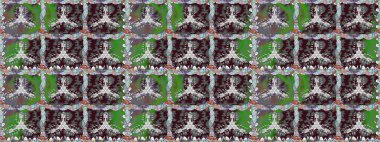 Gri renkli çiçekler. Raster illüstrasyonu. Kusursuz çiçek deseni. Asya tekstil tarzında. Raster illüstrasyonu.