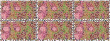 Kumaş, kağıt, ambalaj kâğıdı ve duvar kağıdı tasarımı için hoş bir arka plan. Bej arka planda kelebek deseni var. Raster illüstrasyonu.