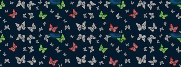 Raster illüstrasyonu. Robot resim. Mavi arka planda kelebek. Davet, kart, yazdırma için basit kadınsı desen.