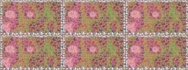 Kumaş, kağıt, ambalaj kâğıdı ve duvar kağıdı tasarımı için hoş bir arka plan. Bej arka planda kelebek deseni var. Raster illüstrasyonu.