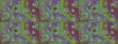 Modaya uygun kumaş deseni. Düz Çiçek Elementleri Tasarımı. Renkli Yaz Temalı eskiz kalıbı. Sevimli çiçek raster deseni.