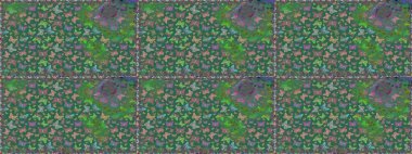 Kıyafetler, erkekler, kızlar ve duvar kağıtları için soyut, pürüzsüz desen. Yeşil ve mavi renkli bir resim. Raster. Kelebekli Raster.