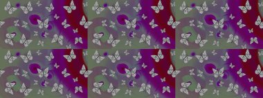 Parmak izi dokuları için sevimli kelebek çizimi deseni. Raster illüstrasyonu. Gri kelebek deseni. Giysi tasarımı için dekor arkaplanı.