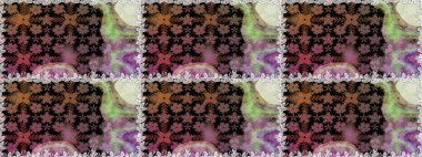 Güzel çiçekli kusursuz desen ve siyah renkli yapraklar, suluboya çiçek deseni, duvar kağıdı, kart ya da kumaş için fayanslı. Raster illüstrasyonu.