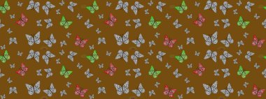 Raster illüstrasyonu. Klasik tarzda hem de. Kahverengi renkli illüstrasyon. El çizimi, suluboya desenli kelebeklerin çizimi..