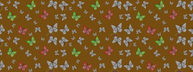 Raster illüstrasyonu. Soyut renkli güzel kelebek. Kahverengi renklerin çizimi. Taslak arkaplan.