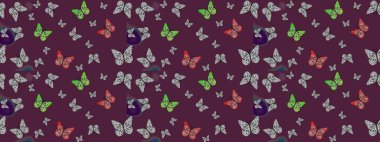 Renkli kelebeklerin eskiz geçmişi. Raster illüstrasyonu. Kahverengi renkli sanat kelebekleri. Koleksiyon Defteri için Resim.