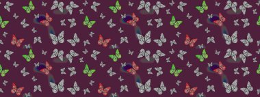 Kahverengi renkli resim. Karala, karala, karala. Raster. Kahverengi arka planda renkli kelebeğin çizim şekli.